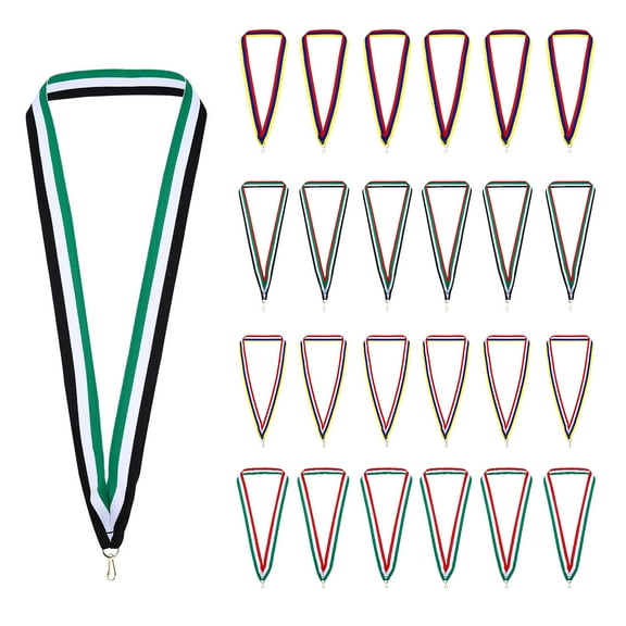 Uxcell Award Neck Ribbons, 50 Pack Polyester Medal Lanyards with Snap Clip Black/Red/Yellow/Green/White