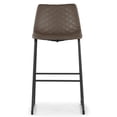 thumbnail image 2 of Set of 2 Atia Black Stained Rubberwood Counter Stool with Low Back Fabric Seat, 2 of 6