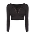 thumbnail image 4 of Birdeem Blouse à Manches Longues pour Femmes, Mode, Courte, Col à Cordon, Ceinturée, 4 of 7
