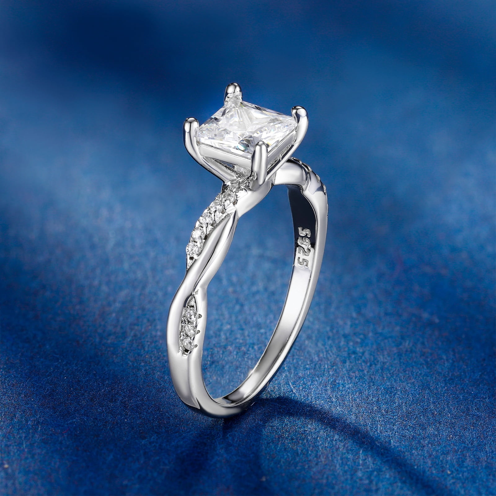 SFTING Engagement Rings for Woman 925 Sterling Silver Wedding Woman Rings 5A CZ Princess Cut Size 8