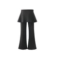 thumbnail image 4 of lnmuld Girls' Solid Polyester Skirted Flare Pants with Ruffle Skirt Overlay Black,13-14 Years, 4 of 5