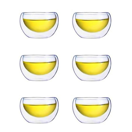 ROSENICE 6 Pcs Double Glass Tea Cup Tea Cups Thermal Insulated Teacups Glass Teacups