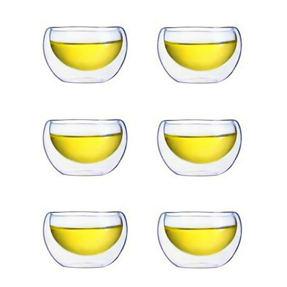 ROSENICE 6 Pcs Double Glass Tea Cup Tea Cups Thermal Insulated Teacups Glass Teacups