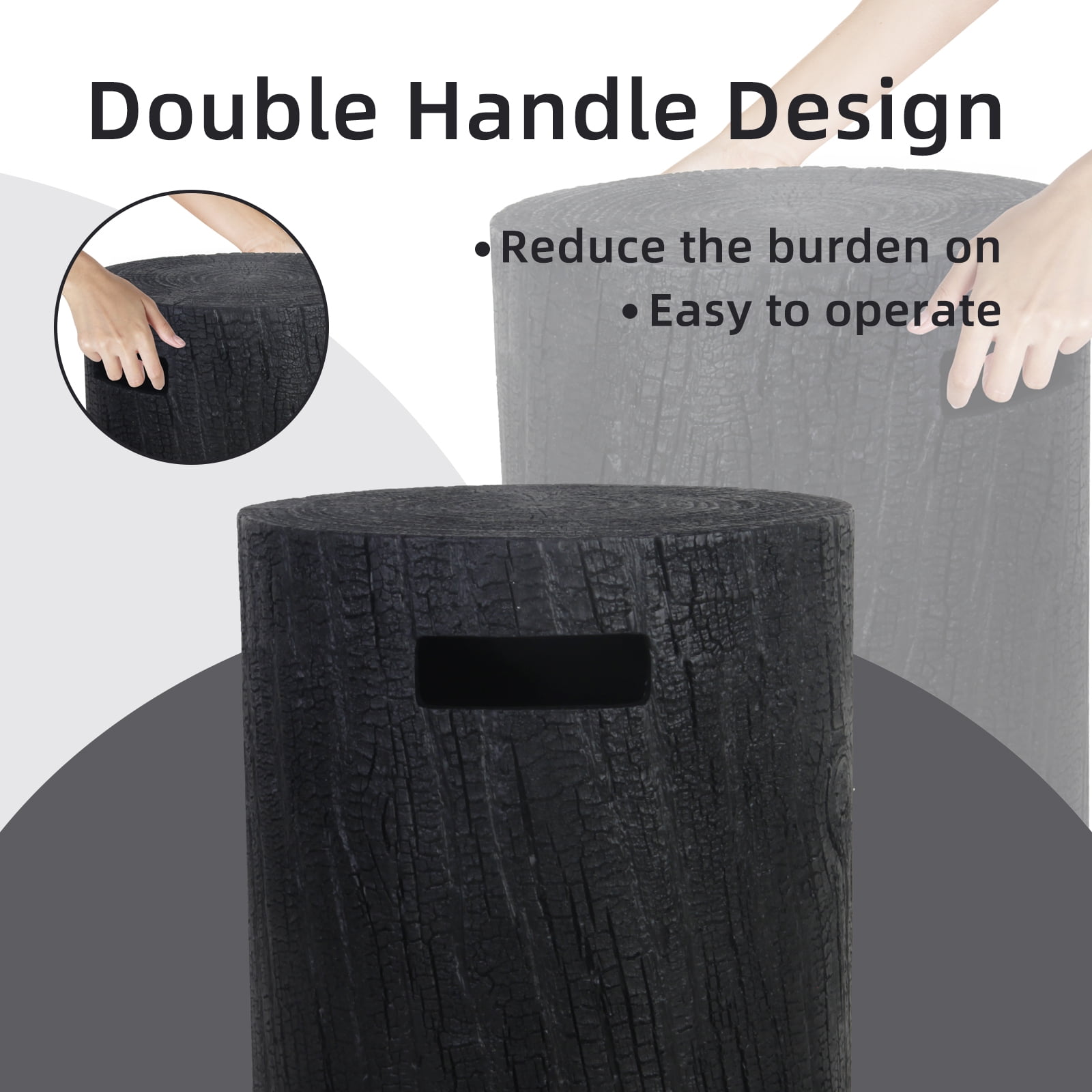 Afterglow 16" Propane Tank Cover Table, Round Tank Container Fits Standard 20 lb Cylinder Bottle Storage Box Hideaway Table, Gas Tank Holder for Outdoor Gas Fire Pits, Wooden Black