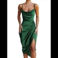 thumbnail image 1 of Falda Irregular Midi para Mujer - Vestido de Verano de Color Liso Verde L, 1 of 8