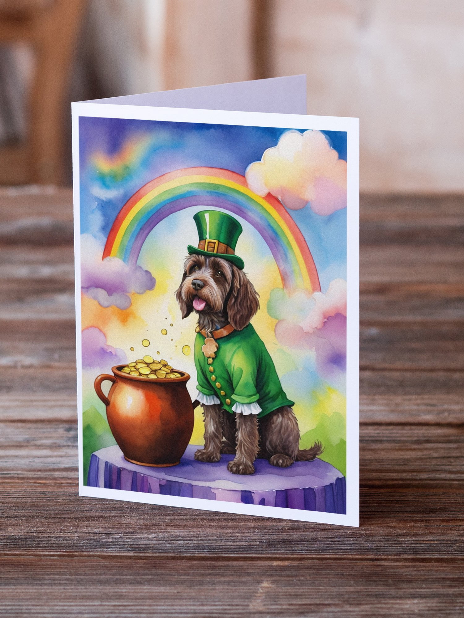 Wirehaired Pointing Griffon St Patrick's Day Greeting Cards Pack of 8 7 in x 5 in