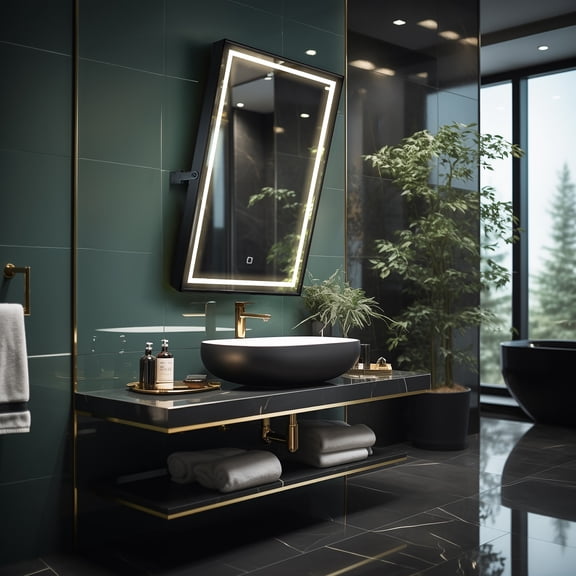 Dreamwerks 24" W x 32" H LED Pivoting Bathroom Vanity Mirror