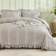 thumbnail image 4 of Juego de edredón WONGS BEDDING Seersucker King con textura gris, 4 of 8