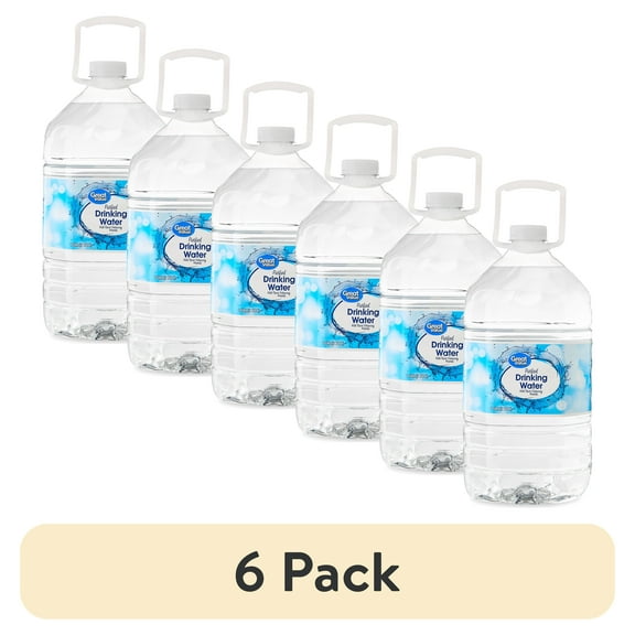 (6 pack) Great Value Purified Drinking Water, 1 Gallon