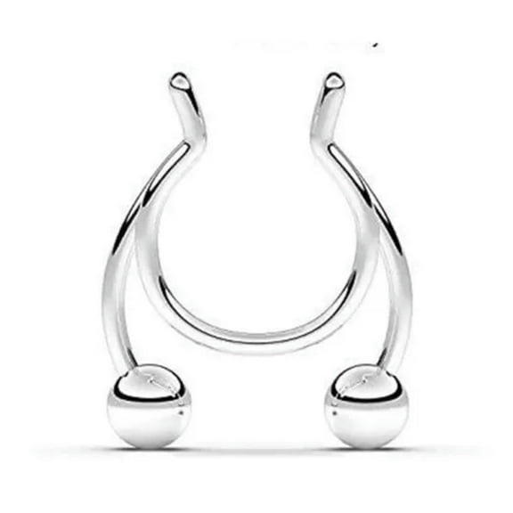 K-KED 1pc Septums Piercing Delicate Jewelry Hoop Ring Nasal Septum False Nose Clip Nose Ring-Silver