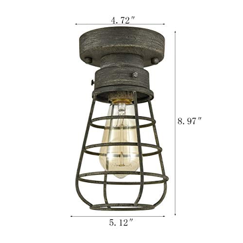 Claxy Gray Blue Caged Flush Mount Ceiling Light