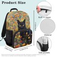 thumbnail image 7 of KUIFORTI Floral Black Cat Childrens Backpack 17 Inch Fashion Kids School Bookbag with Side Pockets Suitable for Elementary Primary Middle Back to School Gifts for Girls, 7 of 7