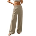 thumbnail image 2 of MLCDZ Womens Plus Size Dress Pants Pull On Elastic Waist Wide Leg Stretchy Work Pants with Pockets Office Business Casual Baggy Slacks for Women Trousers, 2 of 7
