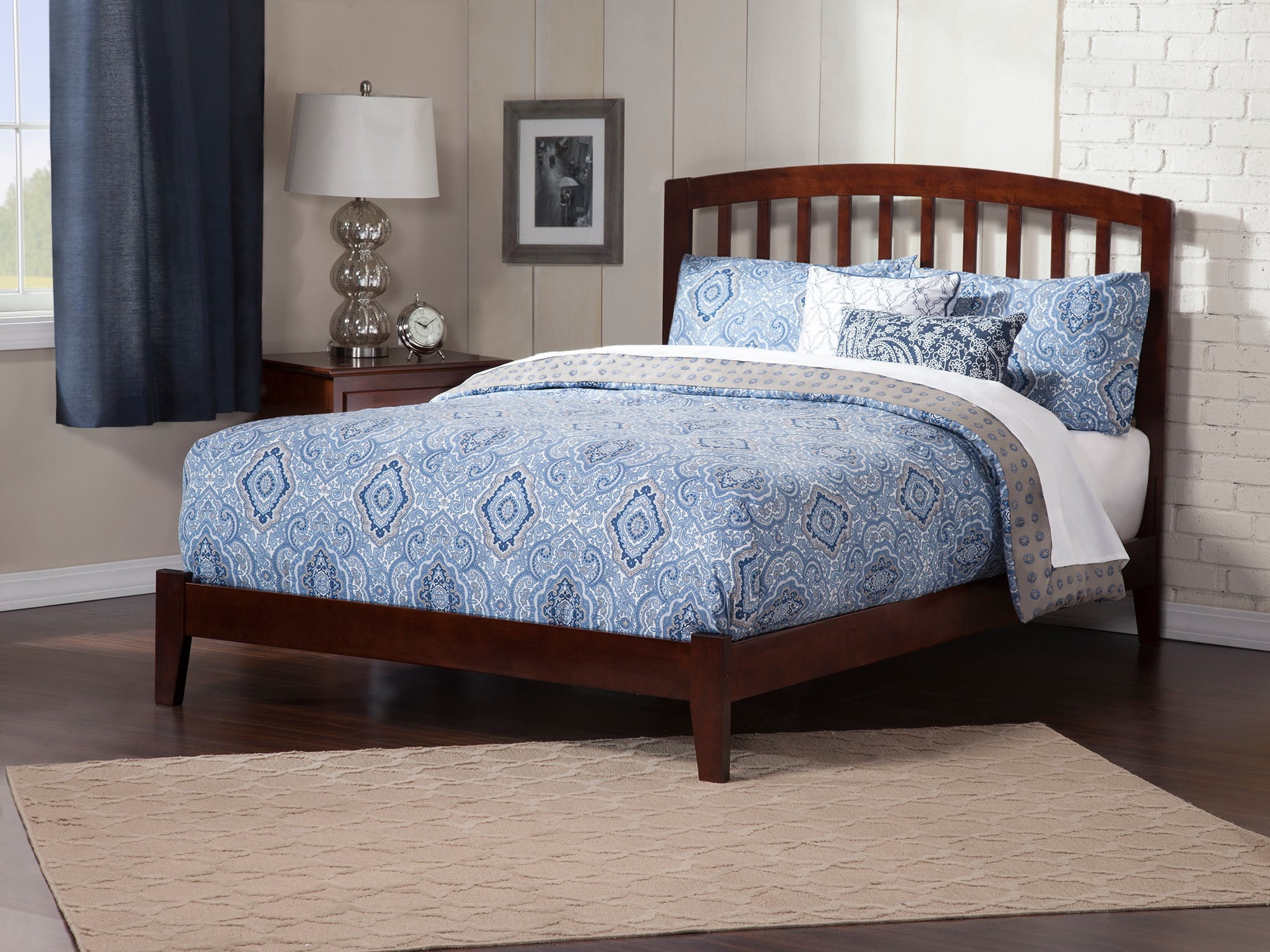 AFI Richmond Queen Low Profile Wood Platform Bed, Walnut
