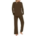 thumbnail image 3 of Women Pajama Set Pleats Long Sleeve Top with Straight Leg Pants Lounge Sets Sleepwear Loungewear with Pockets, 3 of 6