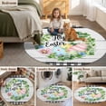 thumbnail image 5 of Easter Round Area Rug 8Ft Washable Large Circle Rugs for Living Room Dorm, Spring Colorful Egg Flower Leaf Grey Wood Grain Plaid Non-Slip Carpet Floor Mats Indoor Outdoor Carpet Runner Home Decor, 5 of 8