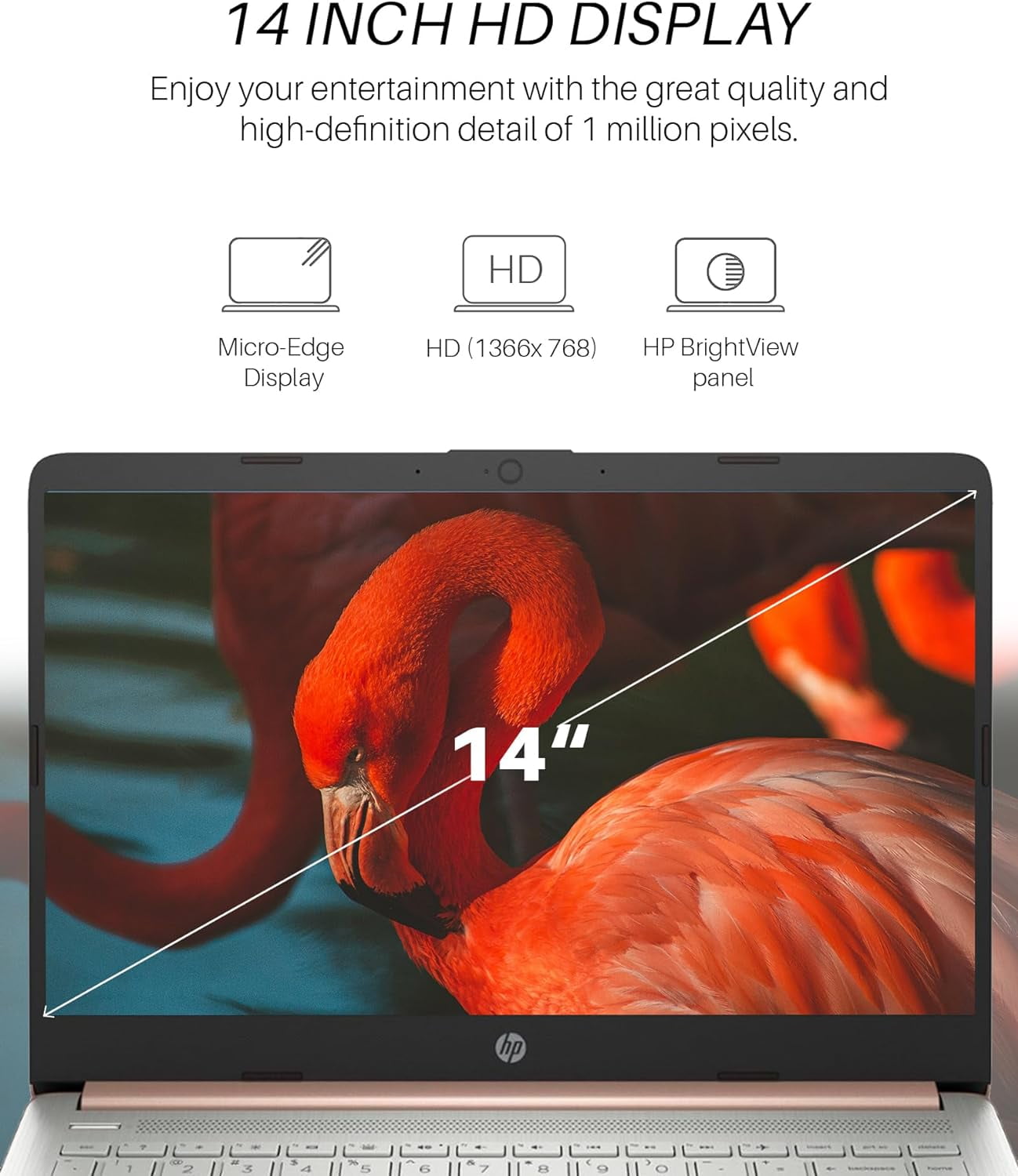 HP Stream 14" Laptop for Student Business, Intel Quad-Core N4120, 16GB RAM, 384GB Storage(128GB eMMC+256GB Micro SD), 1-Year Microsoft 365, Windows 11 Pro