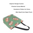 thumbnail image 3 of FORMRS Womens Canvas Tote Bag with Zipper Inner Pocket Shoulder Handbag, Green American Footballs, 3 of 7