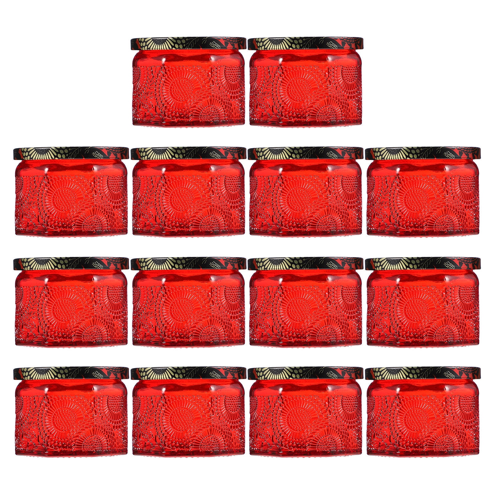 Milisten 14Set Red Round Glass Jars with Lids for Candle Making Bulk Storage