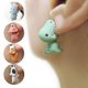 thumbnail image 2 of Lindos pendientes de mordedura de animal Pendientes de dinosaurio Pendientes de animales creativos, verde, 2 of 4