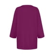 thumbnail image 4 of DENGDENG 3/4 Sleeve Tops for Women Dressy Summer Button Down Tshirts Elbow Sleeve Crew Neck Casual Shirts Business Three Quarter Length Blouses Trendy Petite Pullover Dark Purple XL, 4 of 6