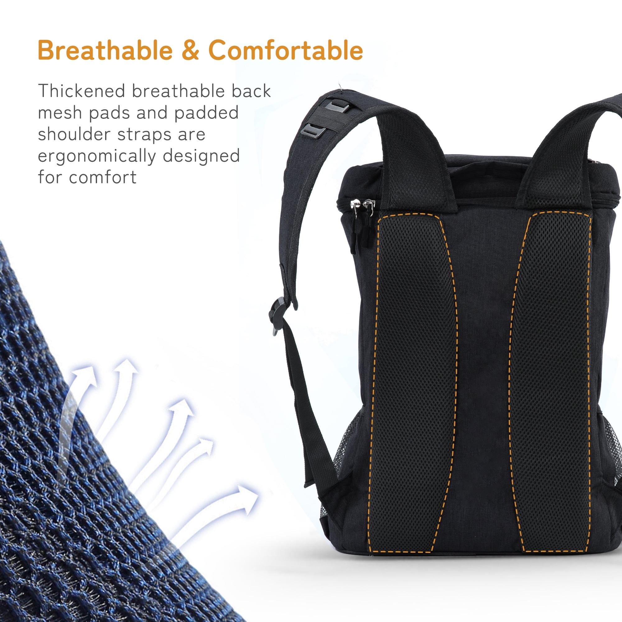 Besrey Cooler Backpack,30L Soft Lightweight Leakproof Cooler Backpack,Insulated Cooler Bag,Portable Soft Cooler Bag Waterproof for Beach, Travel, Camping,Black