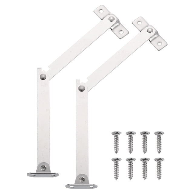 2Pcs 4.3" Folding Lid Support Hinges, Lift Up Stay Hinge with Screws, Silver
