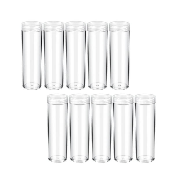 Caja de almacenamiento de 10 tubos para monedas, resistente y redonda, con tapa de rosca. 27mm