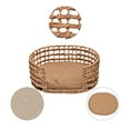 thumbnail image 5 of THE LICKER STORE Gigi 24" x 18" Modern Bohemian Handwoven Hyacinth Open-Weave Oval Pet Bed with Machine-Washable Cushion, Natural, DBD4000A, 5 of 8