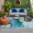 thumbnail image 2 of Teal Outdoor Rug for Patio/Deck/Porch, Non-Slip Large Area Rug 4 x 6 Ft, Ink Painting Abstract Art Modern Marble Indoor Outdoor Rugs Washable Area Rugs, Reversible Camping Rug Carpet Runner, 2 of 8