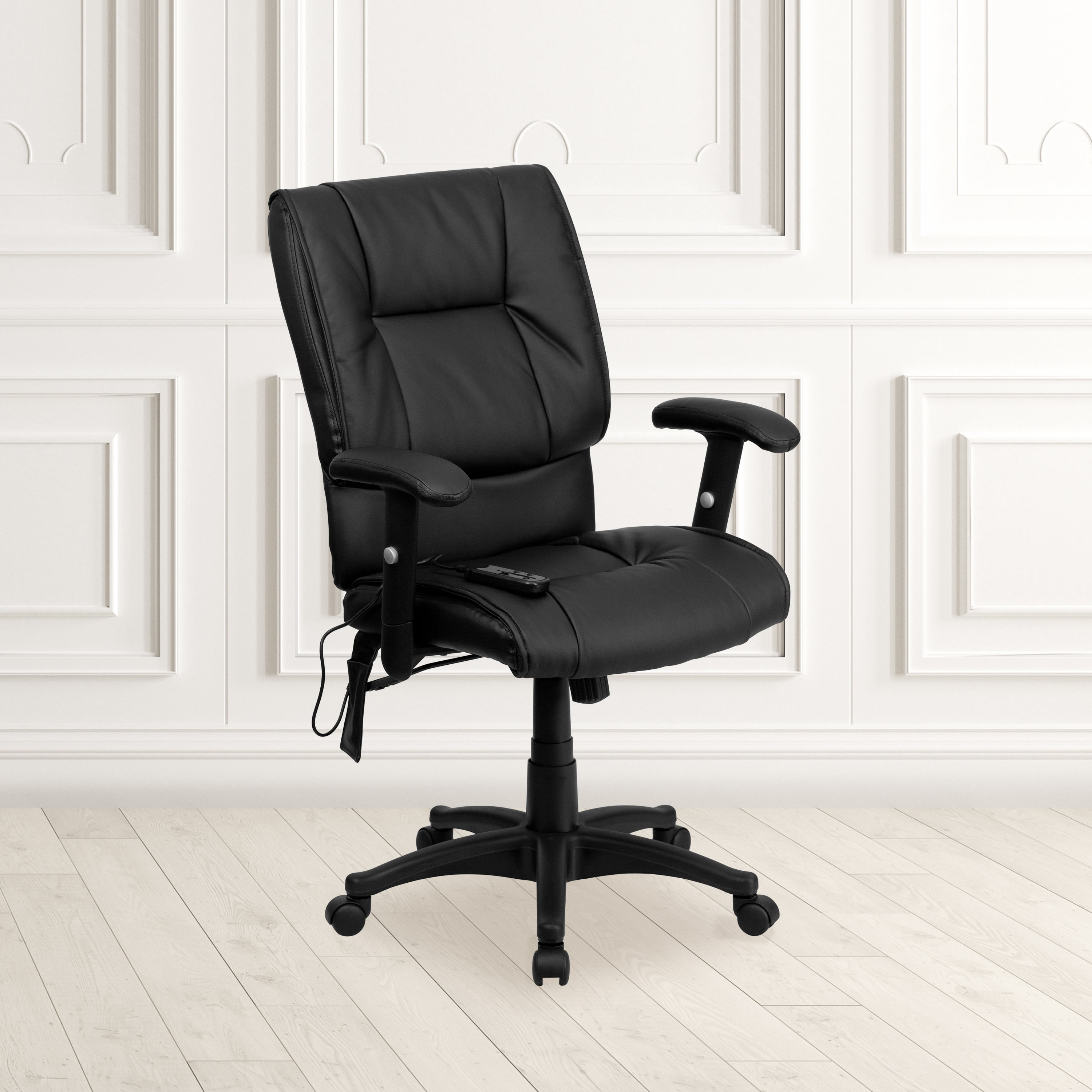 Desk Computer Ergonomic Fabric Chair DAVEJONES Mid Back Office Chair Adjustable Armrest PU Caster Memory Foam Swivel Rolling Chair Black 