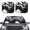 thumbnail image 2 of Fotbe Peinture Fluide Noir Blanc Tourbillons 2 Pcs Pare-Soleil / Bloqueur de Soleil pour Pare-Brise de Voiture / Accessoires Intérieurs Automobiles Pliables pour Protection Solaire-Grand, 2 of 6