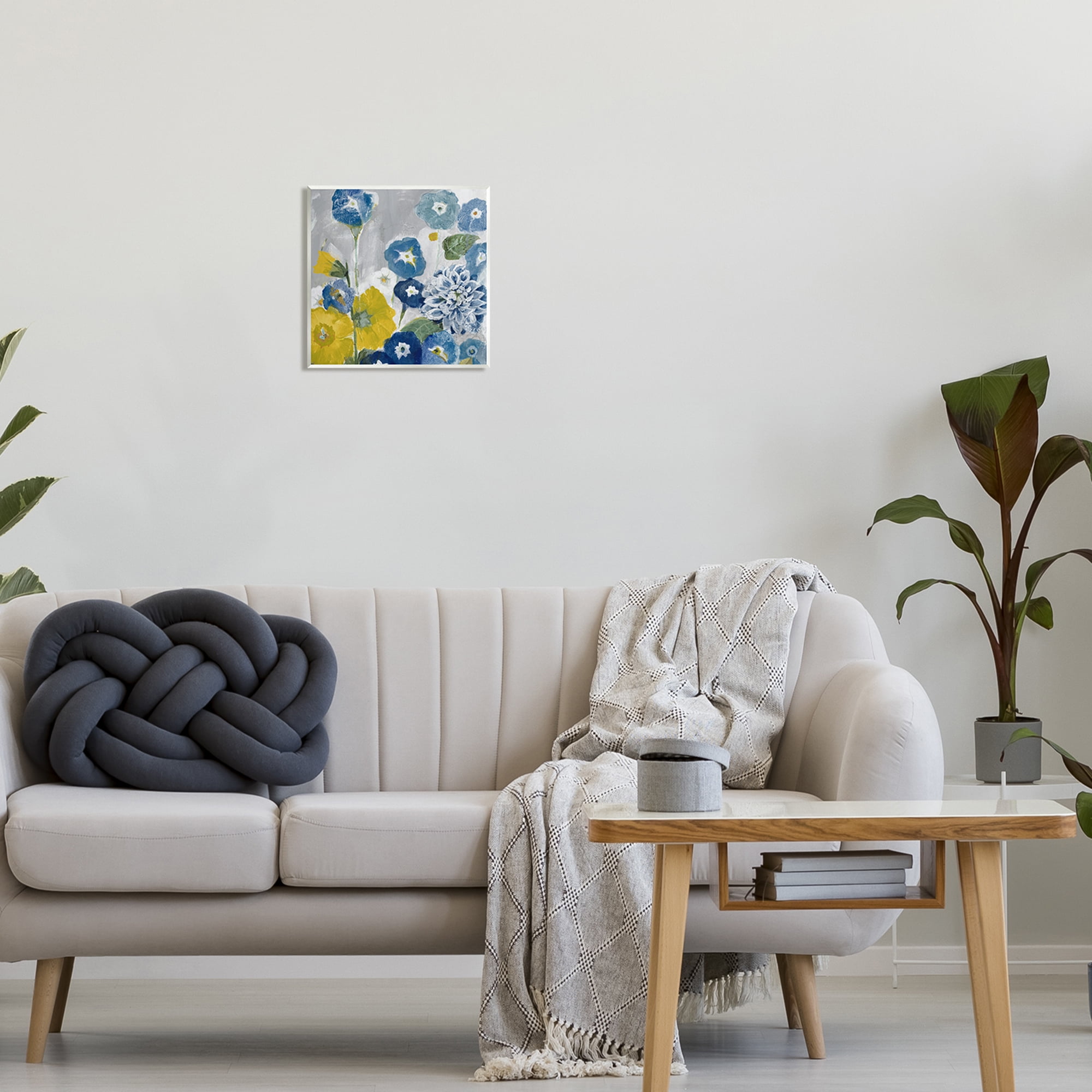 Stupell Industries Blue & Yellow Abstract Poppies Botanical & Floral Painting Unframed Art Print Wall Art