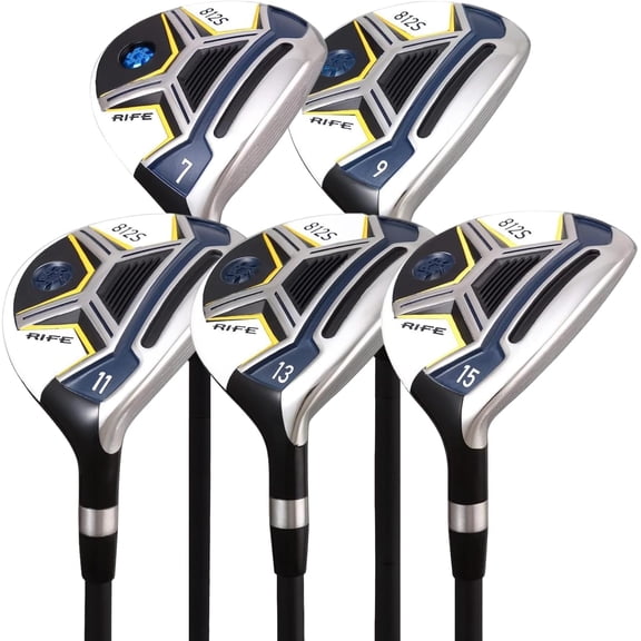 Senior Men's Rife 812s New Offset #7 #9 #11 #13 #15 Fairway Metal Wood Clubs Set Right Handed Senior Flex with Men's Senior Size Black Pro Velvet Grips Fairway Wood Set Head covers