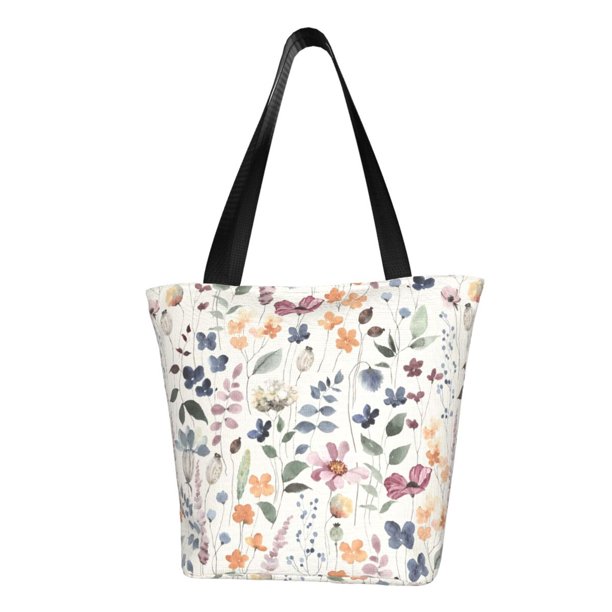 Fotbe Watercolor Floral Bolsa de Playa con Estampado, Bolsa de Hombro, Bolsa de Mano Espaciosa, Bolsa de Viaje Ligera, Bolsa de Compras Versátil