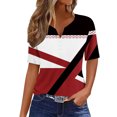 thumbnail image 1 of KIHOUT Nouveaux Hauts de Mode d'Été pour Femmes 2024, Blouse à Manches Courtes Imprimée Col Rond Décontractée Rouge TG, 1 of 4