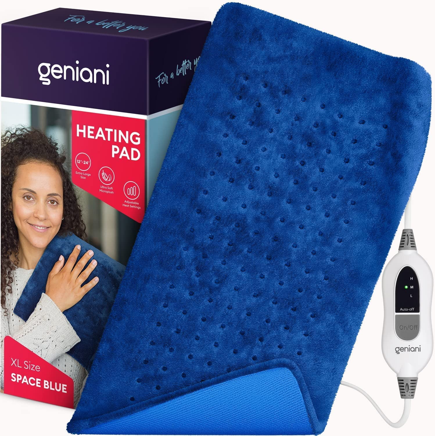 GENIANI XL Heating Pad for Back Pain & Cramps Relief, Auto Shut Off