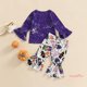 thumbnail image 4 of KidsW-Toddler Girl Halloween Outfits , Dibujos Animados Patrón De Manga Larga Volantes Decoración Camiseta + Cintura Elástica Llamarada Pantalones Largos Conjunto, 4 of 4