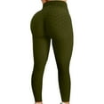 thumbnail image 2 of Women's Bubble-Texture High-Waist Yoga Pants – Textured Butt-Lifting Leggings for Running, Cardio & Dynamic Fitness Routines,Army Green L, 2 of 5