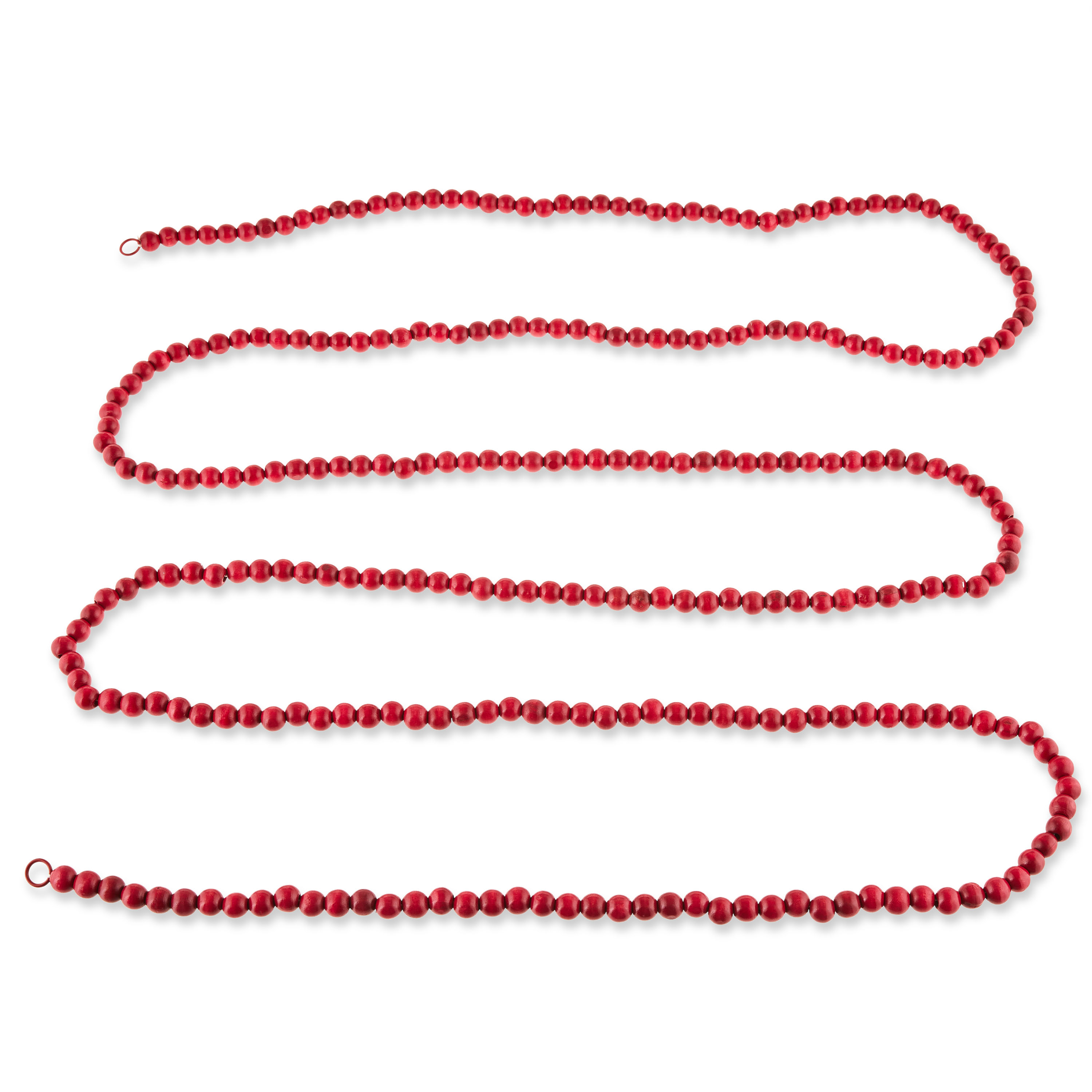 Set of 2,Holiday Time 14mm Red Natural Decorative Wood Bead Garland,12 feet