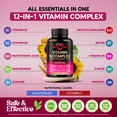 thumbnail image 4 of Vitamin B Complex for Men & Women - Made in USA - B1, B2, B3, B5, B6, B7, B8, B9, B12 - Energy, Brain & Heart Support Supplement, 60 Vegan Capsules, 4 of 8