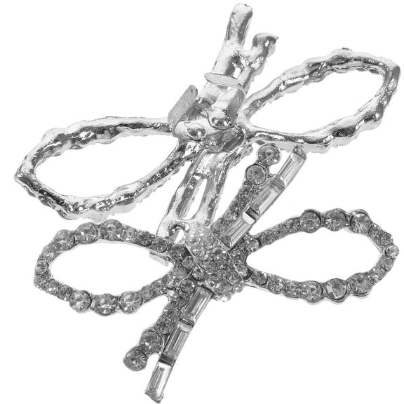 WASHWEPE 1 Pair Rhinestone Wedding Shoe Clips Silver Glass Bow Design for Women Girls Shoes Costume Accessories 5x3CM