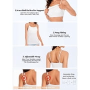 Vaslanda 3 Packs Camisole Tops for Women with Built in Padded Bra Adjustable Spaghetti Strap Summer Tank Tops