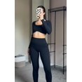 thumbnail image 3 of Leggings Aoxjox de cintura alta con control abdominal, negro, talla mediana, 3 of 7