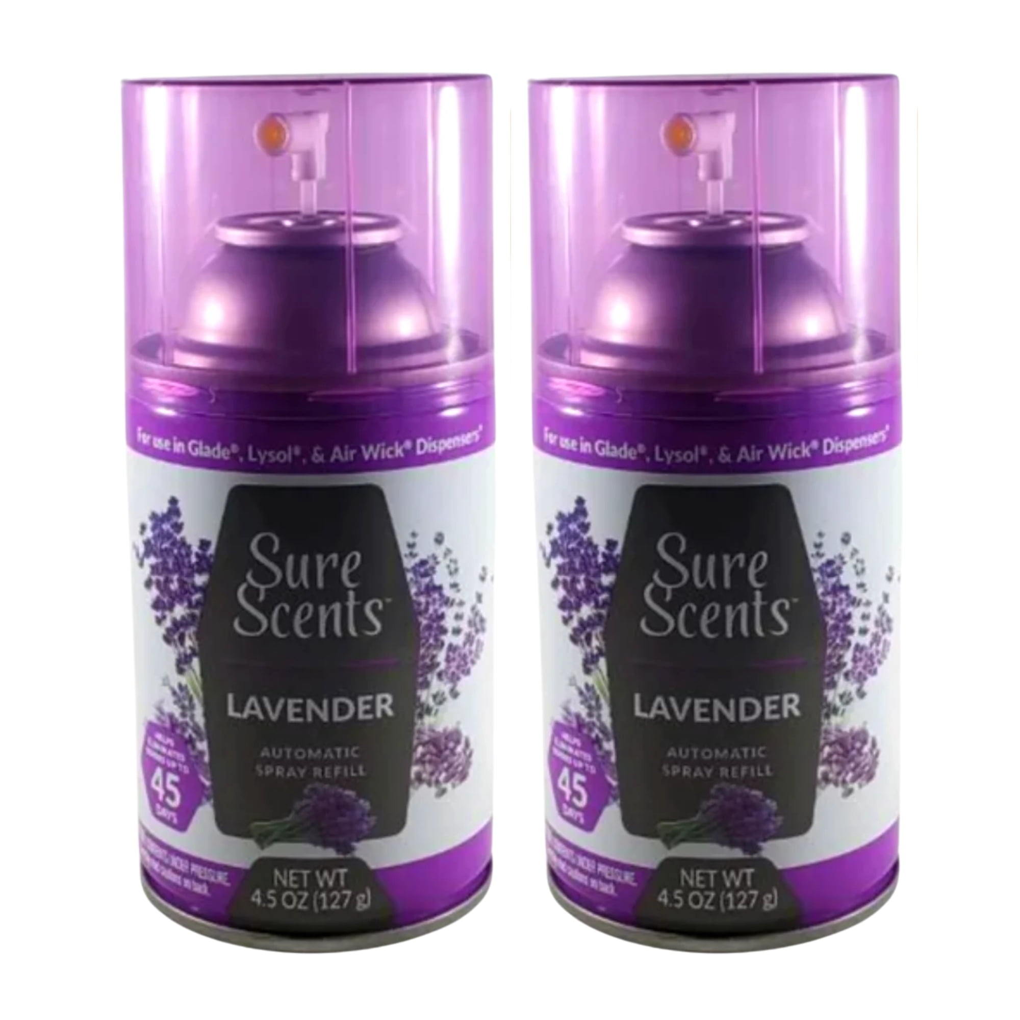 Sure Scents Lavender Mist Automatic Air Freshener Refills for Home Living Room Kitchen Bathroom Office Odor Eliminator with Long Lasting Scents and Last Up To 45 Days 4.5 oz. Pack of 2