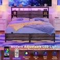 thumbnail image 3 of Aheaplus Queen Size Headboard with Storage, Headboards with Outlets and RGB LED Light, Sturdy Head Board for Queen Size Bed, Stable Queen Headboard Only for Bedroom, Dorm Room, Guest Room, Black Oak, 3 of 9