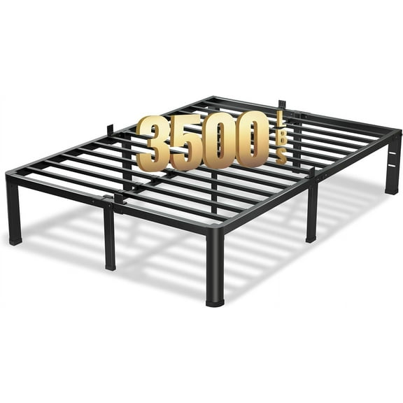 18 Inch King Size Bed Frame, 3500Lbs Heavy Duty Metal Platform with Round Corner Legs Mattress Slide Stopper, Steel Slat Support No Box Spring Needed, Noise Free, Non-Slip, Easy Assembly