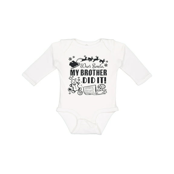 Inktastic Dear Santa, My Brother Did It Funny Christmas Boys or Girls Long Sleeve Baby Bodysuit