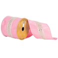 thumbnail image 1 of Vickerman Q172178 4 in. x 10 Yard Pink with Dmnd Lace Center Wired Ribbon, 1 of 1