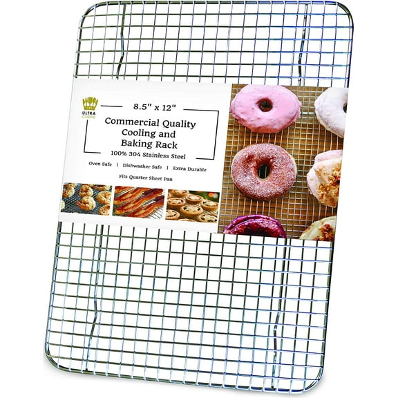 Oven-Safe, Dishwasher-Safe 100% Stainless Steel Cooling and Baking Rack - 8.5 x 12-inch